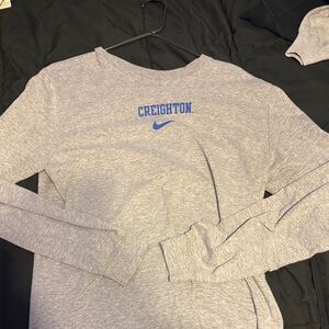 Nike Gray Long Sleeve with Blue Creighton Logo